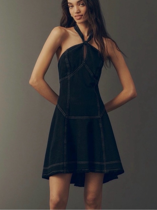 Pilcro Dresses & Skirts - Pilcro Black Denim Halter Mini Dress NWOT